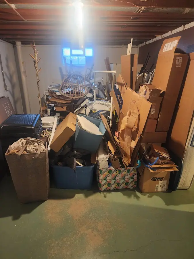 Roll-off dumpster container at job site for Cleanout Dumpster Rental in Forestville